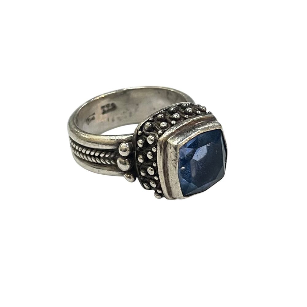 Sarda Blue Topaz & Sterling Silver 925 Chunky Statement Ring Size 8.5-8.75
